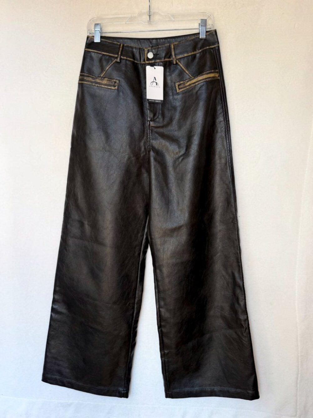 NWT Anewsta Faux Leather Wide Leg High Waist Trouser Size 6/M - Modern Urban